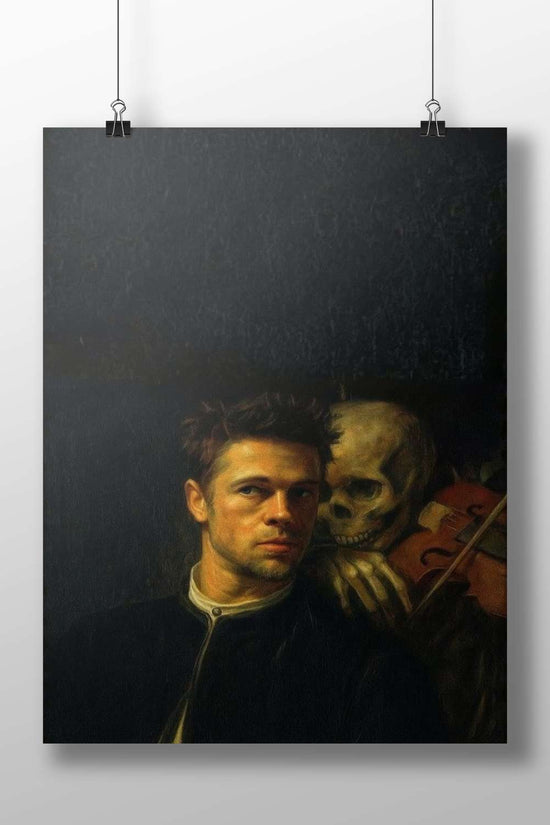 Ryan Gosling, Skeleton Ryan Gosling Realism Oil Painting Skeleton Violin Poster – Dark Theme Wall
