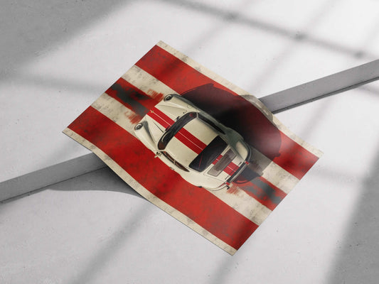 Porsche 911 Racing Stripe Poster – Minimalist Car Wall Art for Enthusiasts & Collectors
