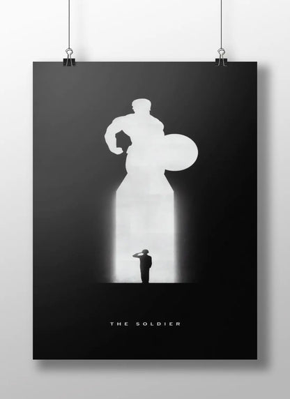 Captain America "The Soldier" Minimalist Art Poster - Steve Rogers Marvel Cinematic Universe Print