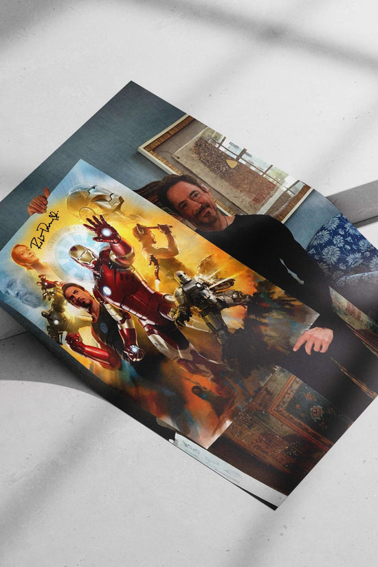 Marvel Cinematic Universe poster featuring Tony Stark (Iron Man), Thor, Steve Rogers (Captain America), and other