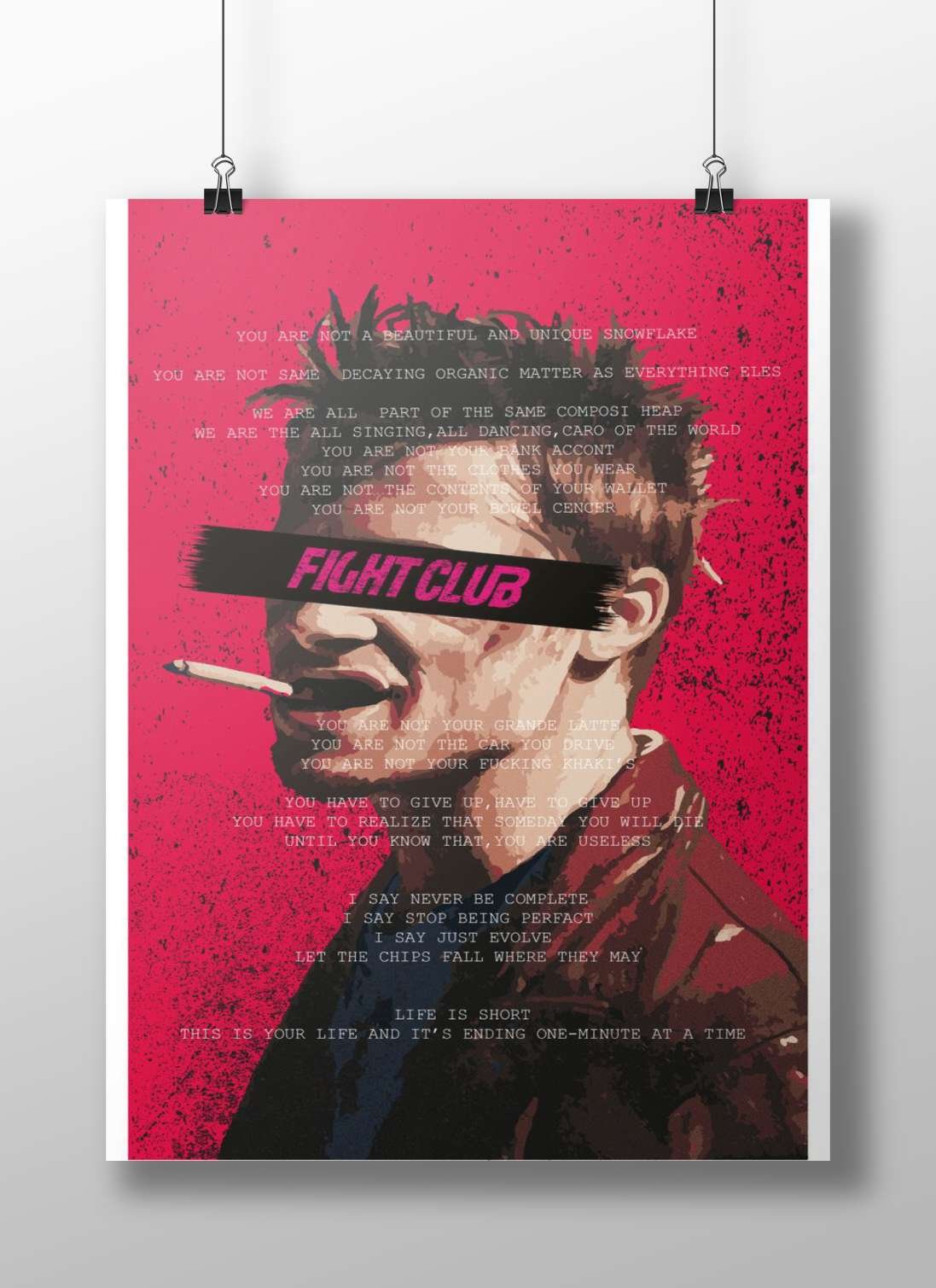 Fight Club Main Subject: Fight Club Matte BoizzBoard rigid print — Hollywood wall art India | PosterBoizz