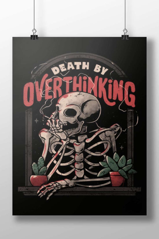 Skeleton smoking a cigarette Grim Reaper Smoking - Vintage Lithograph Poster