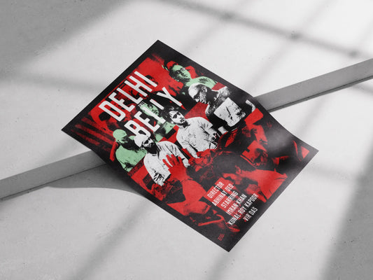 Delhi Belly Poster – Cult Classic Bollywood Comedy Wall Art | Imran Khan, Vir Das, Kunal Roy Kapoor Graphic Print