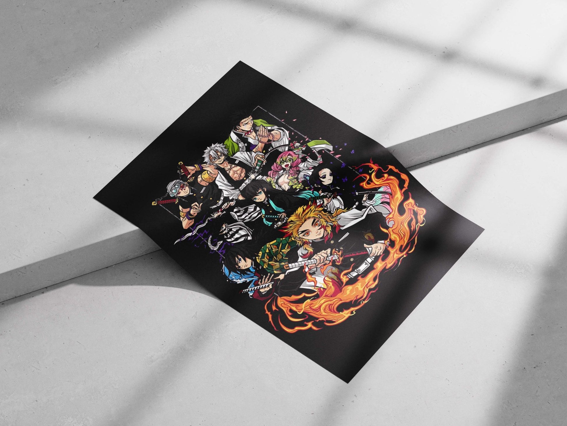 Characters from the Demon Slayer anime/manga franchise (including Tanjiro Kamado, Nezuko Kamado, and Hashira members)