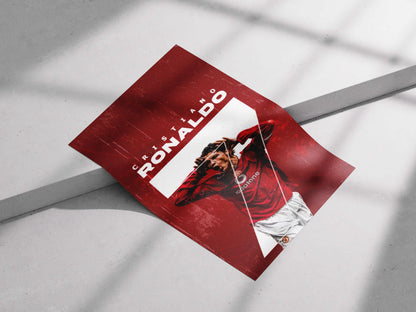 Cristiano Ronaldo Manchester United Poster – Vintage Red CR7 Wall Art
