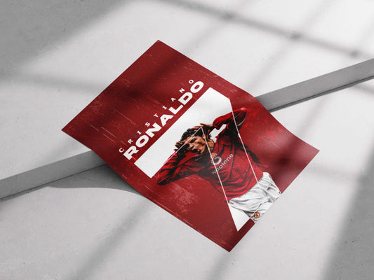 Cristiano Ronaldo Manchester United Poster – Vintage Red CR7 Wall Art