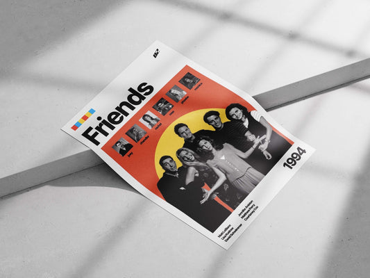 The television series "Friends" with characters Joey, Chandler, Rachel, Ross, Phoebe, and Monica. Main Subject: The