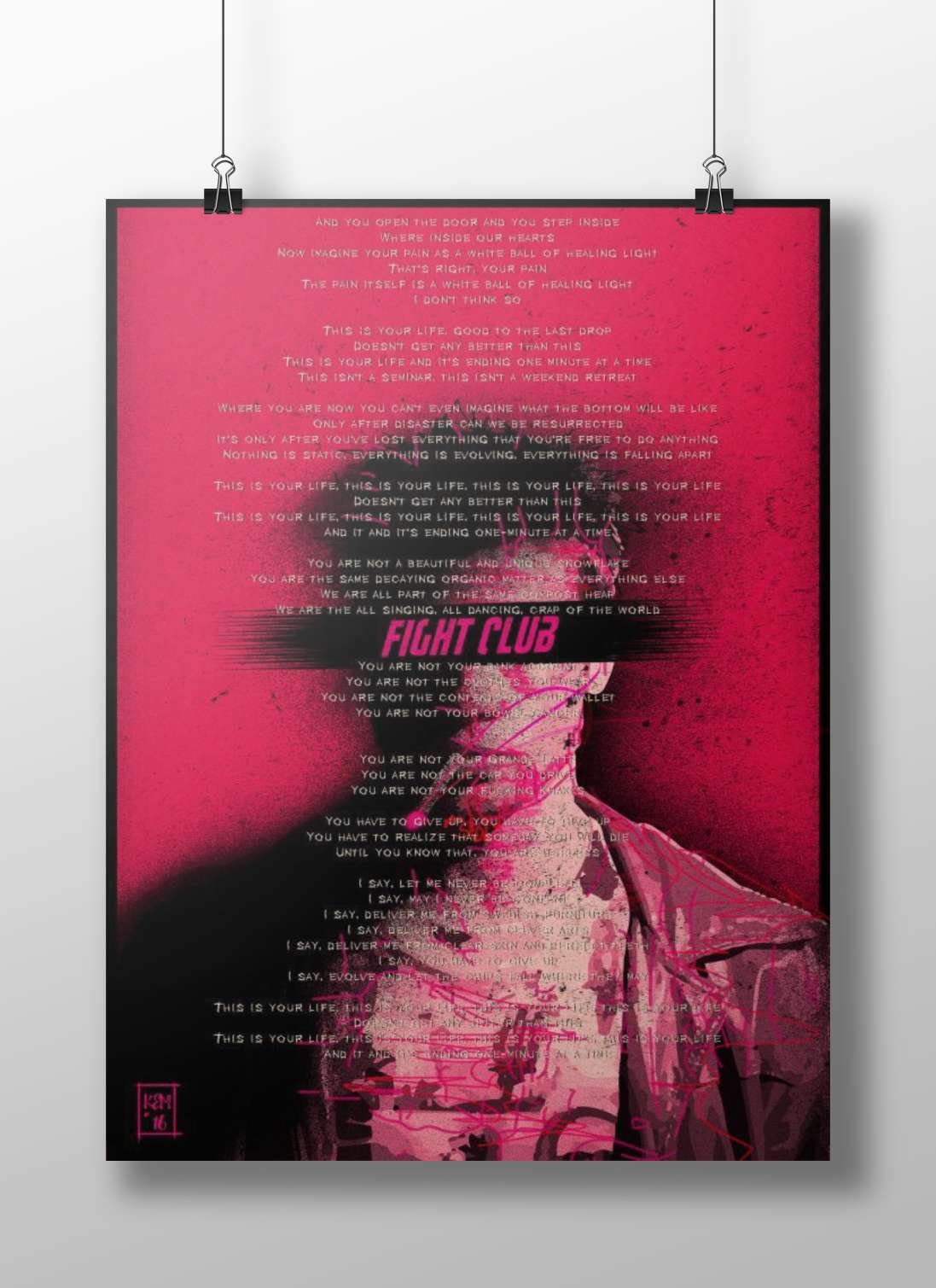 Fight Club Main Subject: Fight Club Matte BoizzBoard rigid print — Hollywood wall art India | PosterBoizz