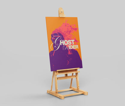 Ghost Rider Flaming Skull Pop Art Poster - Orange & Purple Marvel Anti-Hero Print