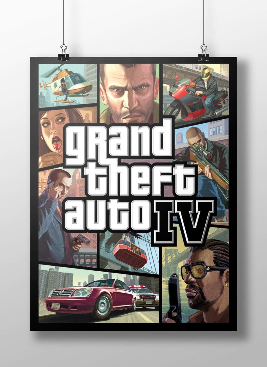 Grand Theft Auto IV Main Subject: Grand Theft Auto IV Matte BoizzBoard rigid print — Gaming wall art India | PosterBoizz