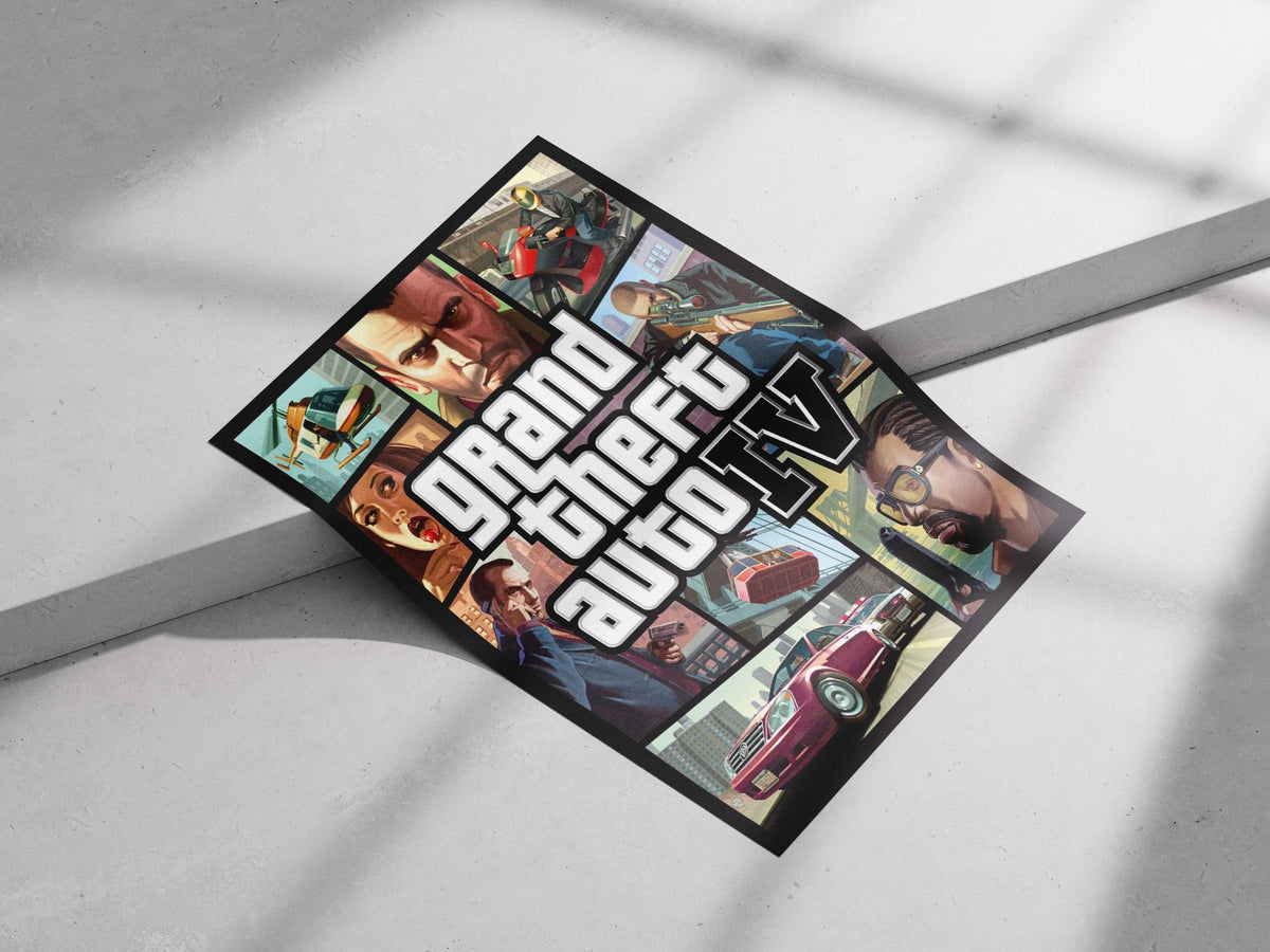 Grand Theft Auto IV Main Subject: Grand Theft Auto IV Matte poster print — Gaming wall art India | PosterBoizz