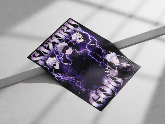 Satoru Gojo from Jujutsu Kaisen Main Subject: Satoru Gojo from Jujutsu Kaisen Matte poster print — Anime wall art India |