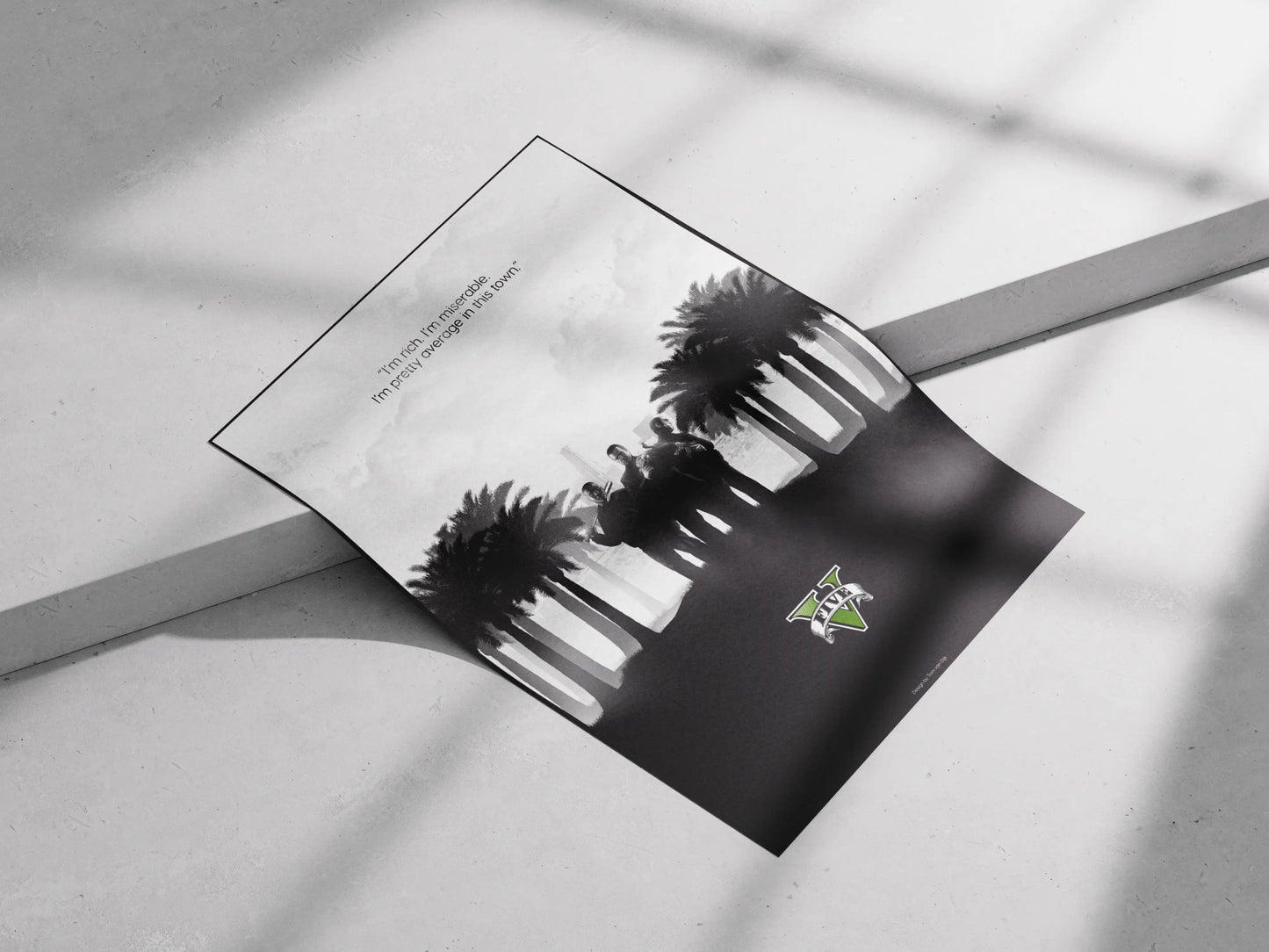 Minimalist GTA 5 Poster - Michael Franklin Trevor Silhouette Art