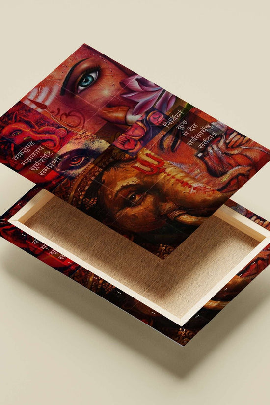 Hindu deities (Ganesha, Shiva) Main Subject: Hindu deities (Ganesha, Shiva) Canvas wall art — Sanatan wall art India |
