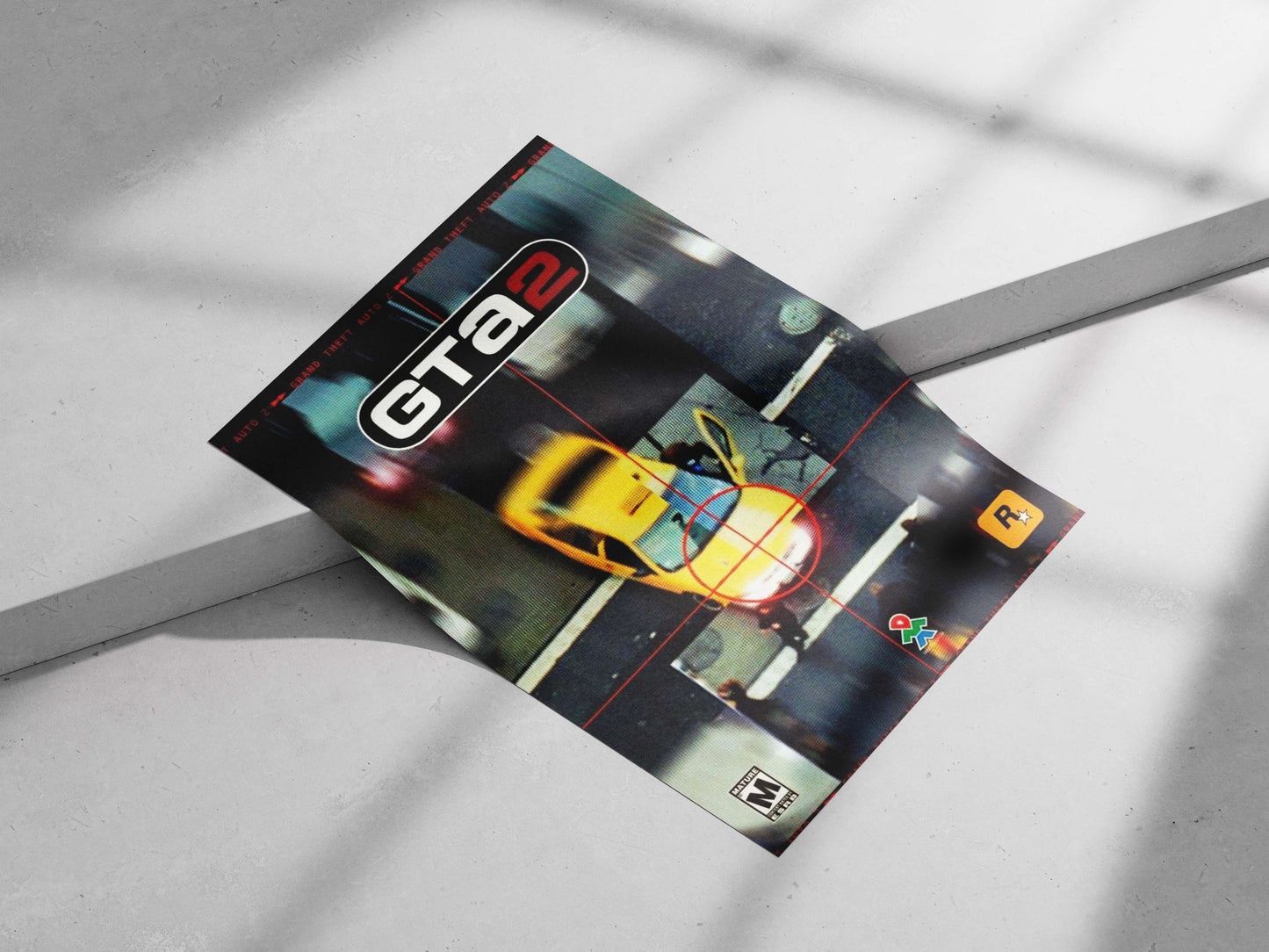Grand Theft Auto 2 Urban Grit Digital Collage Poster – Retro Gaming Decor