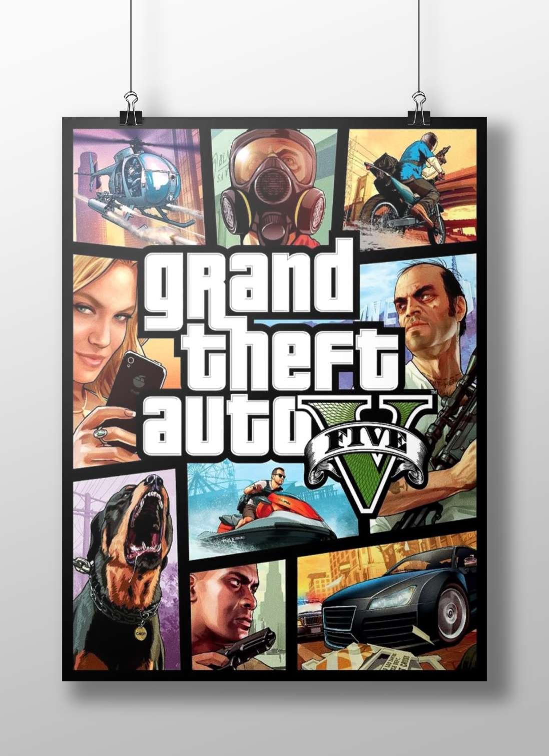 Grand Theft Auto V Main Subject: Grand Theft Auto V Matte BoizzBoard rigid print — Gaming wall art India | PosterBoizz