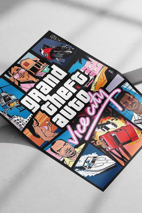 Grand Theft Auto: Vice City Collage Urban Chaos Digital Art Poster – Miami Night Life