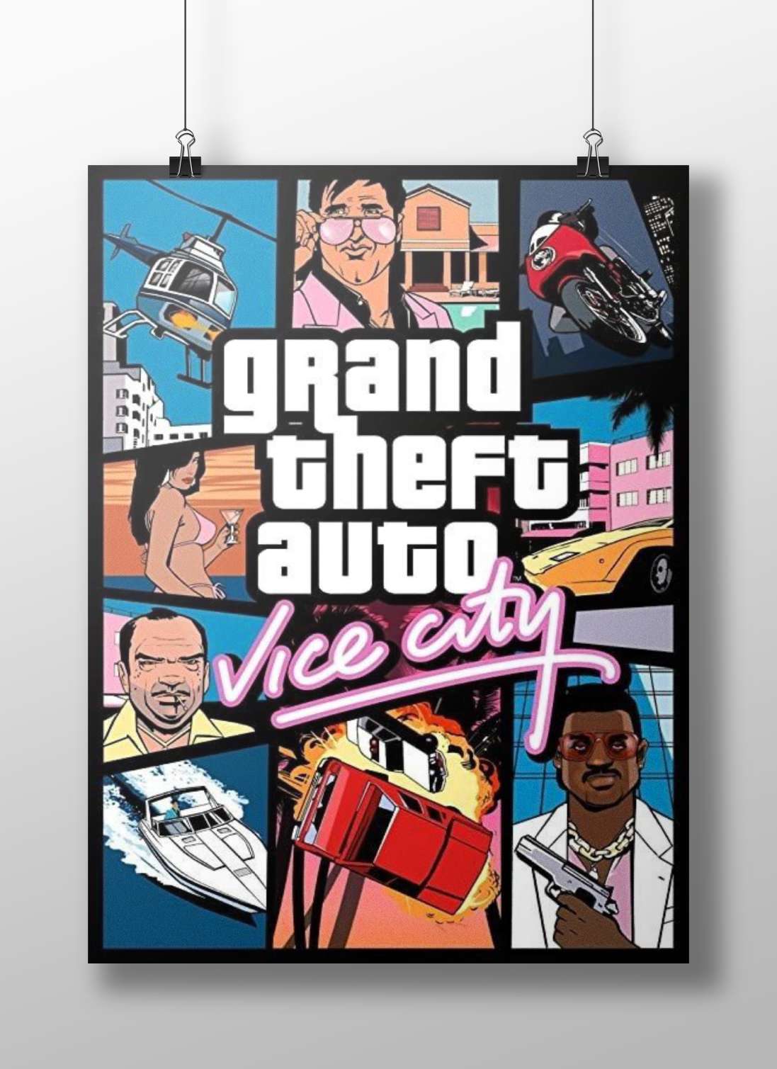 Grand Theft Auto: Vice City Collage Urban Chaos Digital Art Poster – Miami Night Life