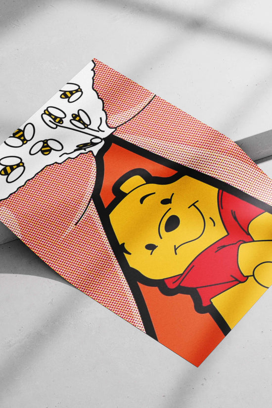 Winnie The Pooh Thoughtful Bee Theme Comic Book Poster – Vintage Cartoon Print