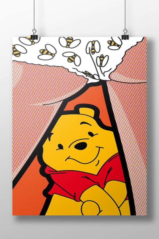 Winnie The Pooh Thoughtful Bee Theme Comic Book Poster – Vintage Cartoon Print