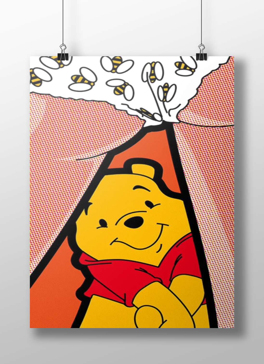 Winnie The Pooh Thoughtful Bee Theme Comic Book Poster – Vintage Cartoon Print