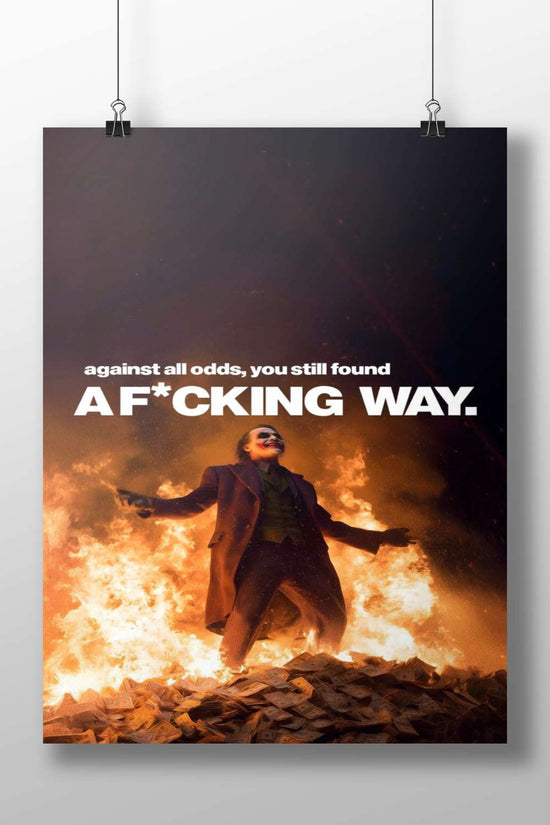 Joaquin Phoenix as Joker (Arthur Fleck) Joker (2019) Chaotic Digital Art Quote Poster – Burnt