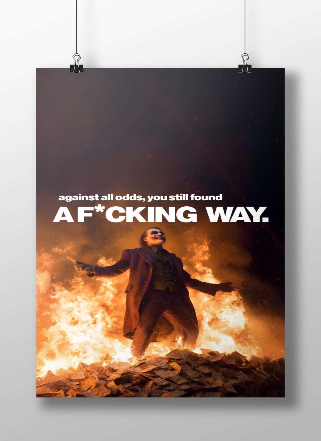 Joaquin Phoenix as Joker (Arthur Fleck) Joker (2019) Chaotic Digital Art Quote Poster – Burnt