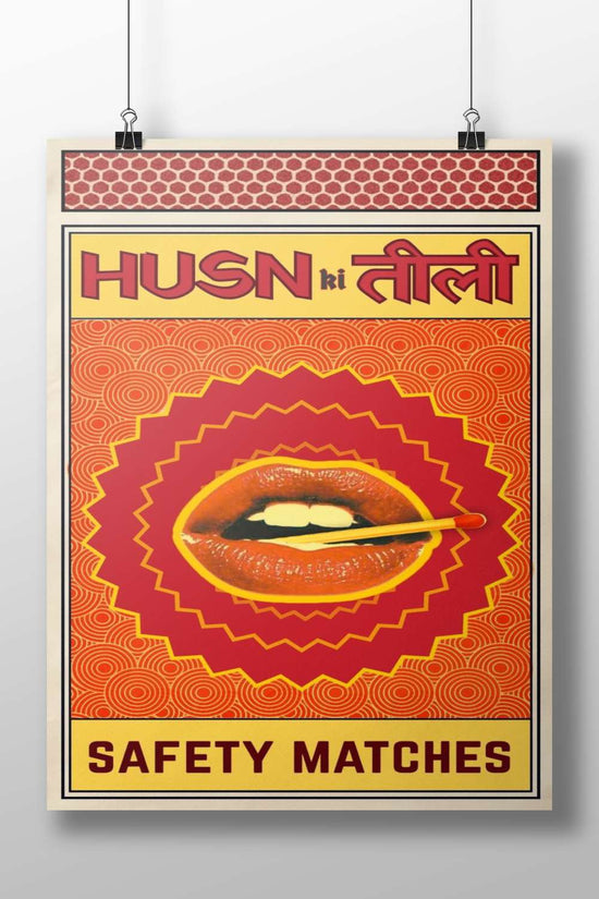 Jhoom (2008) Husn Ki Toili Vintage Safety Matches Sensual Bollywood Poster – Retro Indian Design