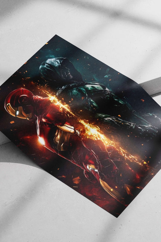 Iron Man (Marvel) and Nightwing (DC Comics) Main Subject: Iron Man (Marvel) and Nightwing (DC Comics) Matte poster print —