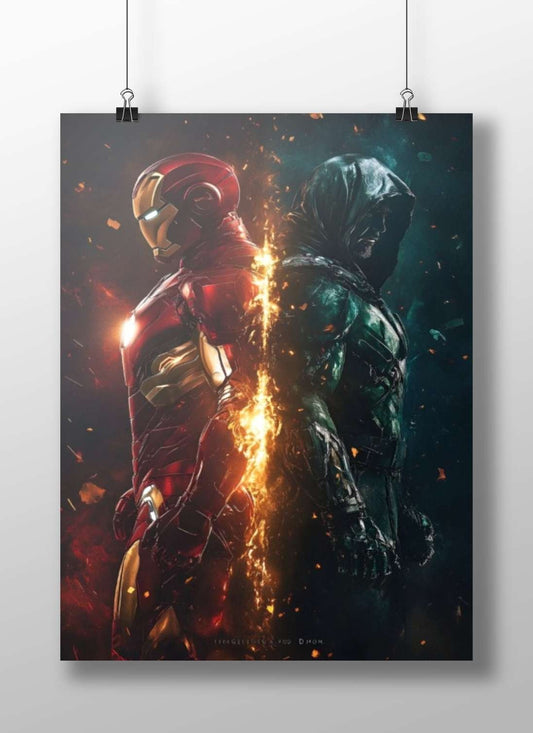 Iron Man (Marvel) and Nightwing (DC Comics) Main Subject: Iron Man (Marvel) and Nightwing (DC Comics) Matte BoizzBoard rigid