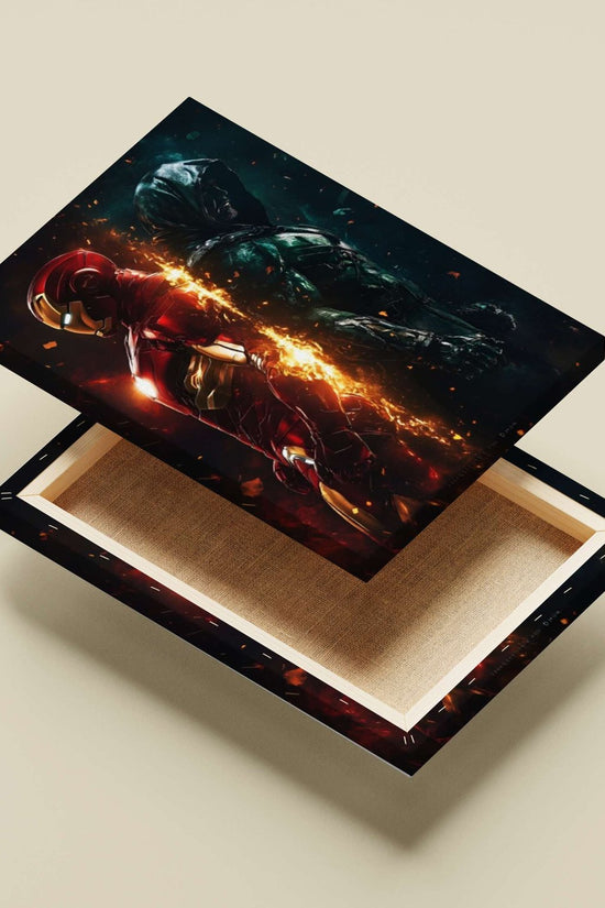 Iron Man (Marvel) and Nightwing (DC Comics) Main Subject: Iron Man (Marvel) and Nightwing (DC Comics) Canvas wall art —