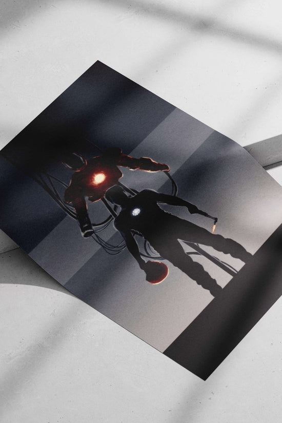 Tony Stark and Iron Man (Marvel) Main Subject: Tony Stark and Iron Man (Marvel) Matte poster print — Hollywood wall art