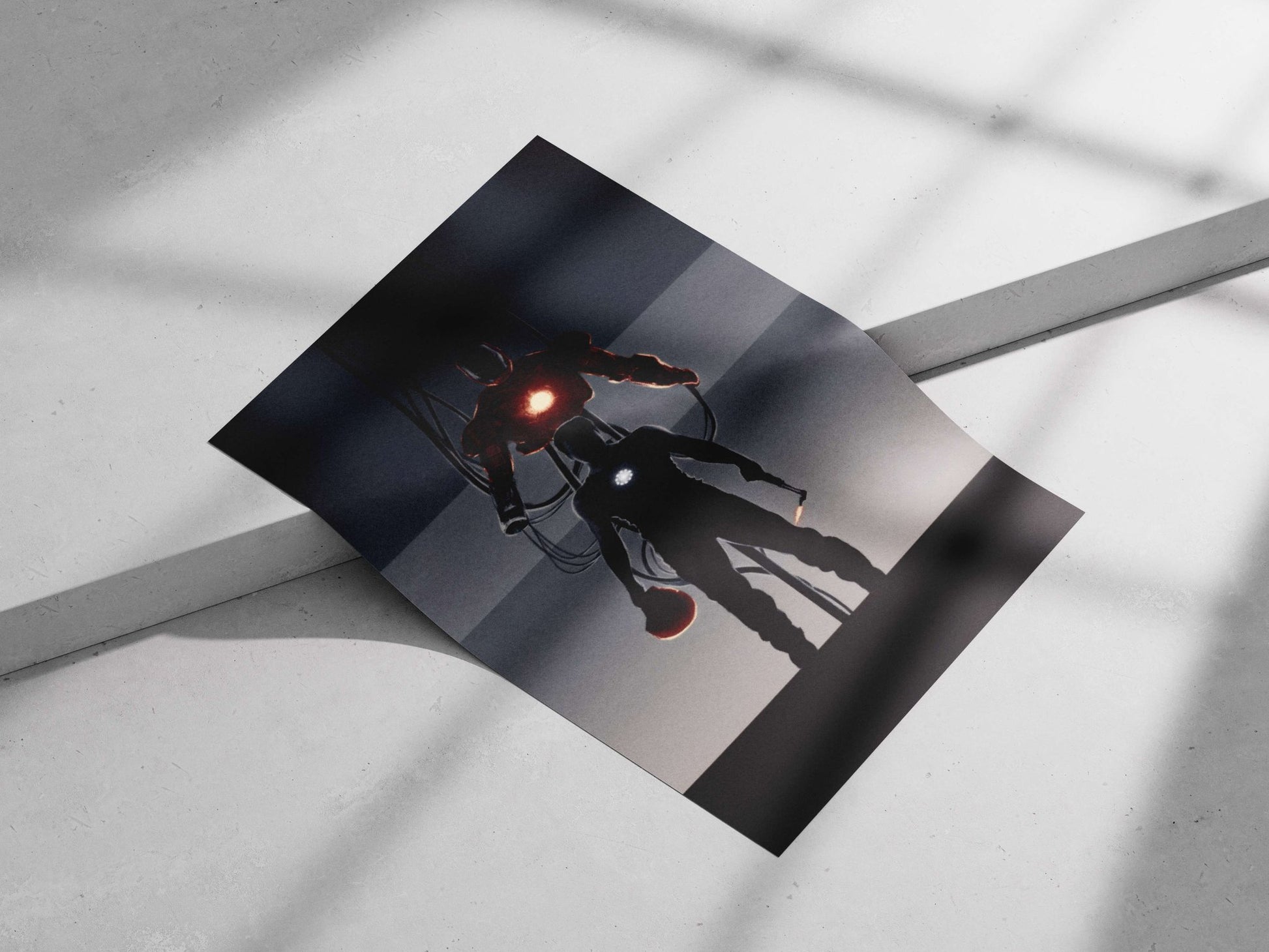 Tony Stark and Iron Man (Marvel) Main Subject: Tony Stark and Iron Man (Marvel) Matte poster print — Hollywood wall art