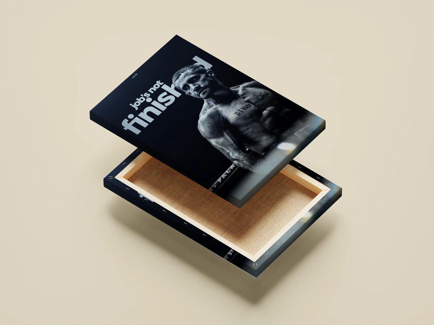 Inspirational "Job's Not Finished" Poster | Cinematic Black and White Fitness Decor