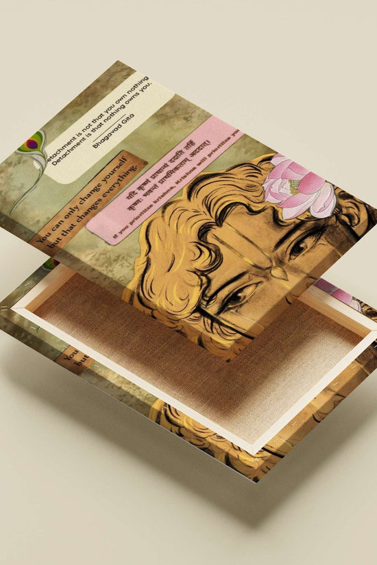 Krishna and Bhagavad Gita Main Subject: Krishna and Bhagavad Gita Canvas wall art — Sanatan wall art India | PosterBoizz
