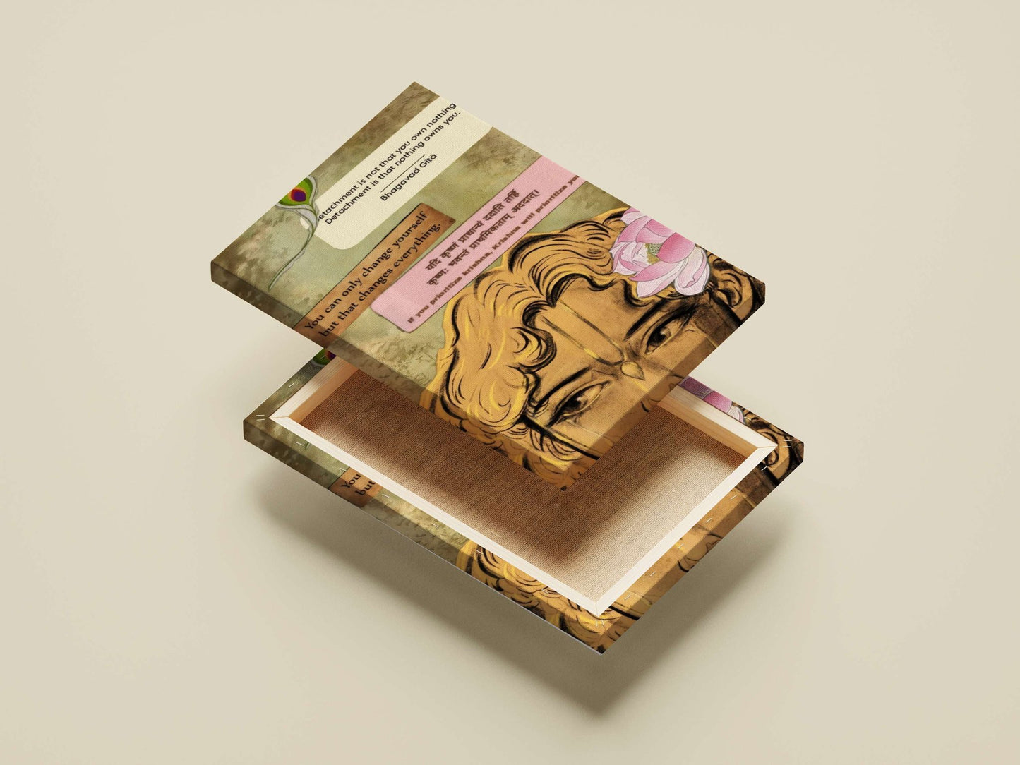 Krishna and Bhagavad Gita Main Subject: Krishna and Bhagavad Gita Canvas wall art — Sanatan wall art India | PosterBoizz
