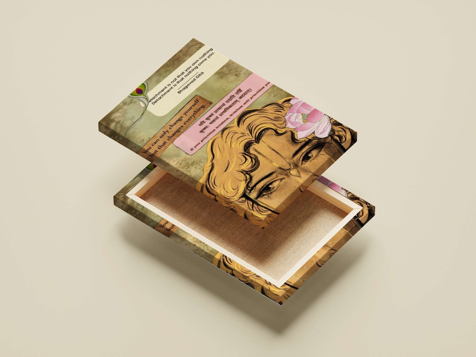 Krishna and Bhagavad Gita Main Subject: Krishna and Bhagavad Gita Canvas wall art — Sanatan wall art India | PosterBoizz