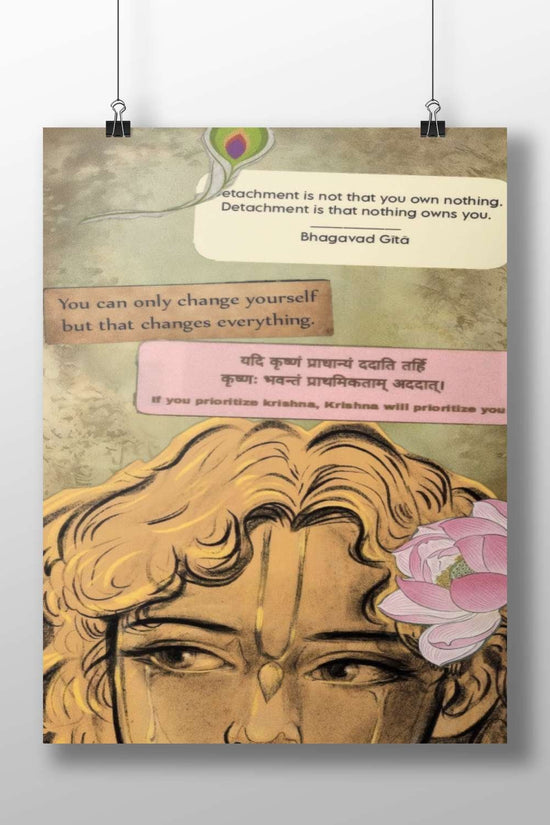 Krishna and Bhagavad Gita Main Subject: Krishna and Bhagavad Gita Matte BoizzBoard rigid print — Sanatan wall art India |