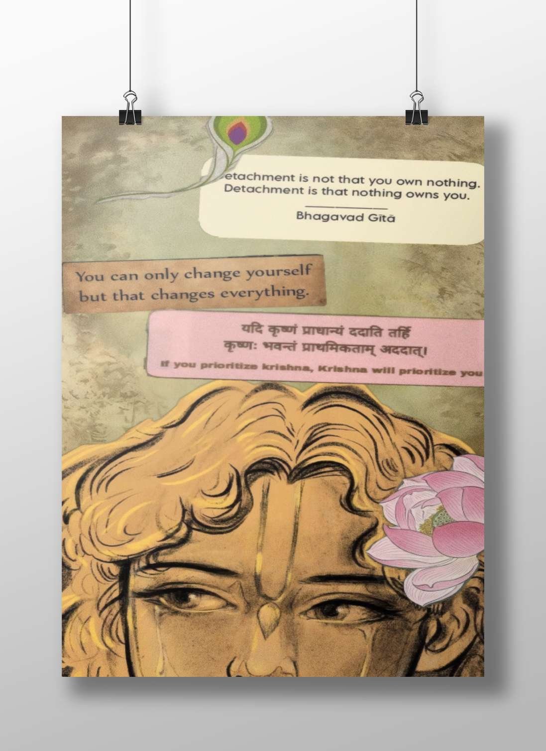 Krishna and Bhagavad Gita Main Subject: Krishna and Bhagavad Gita Matte BoizzBoard rigid print — Sanatan wall art India |