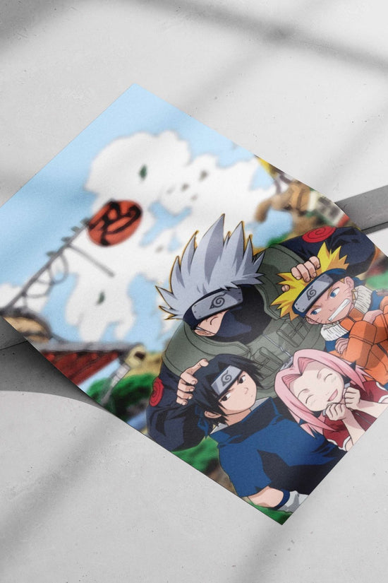 Kakashi Hatake, Sasuke Uchiha, Sakura Haruno, and Naruto Uzumaki from the Naruto franchise Main Subject: Kakashi Hatake,