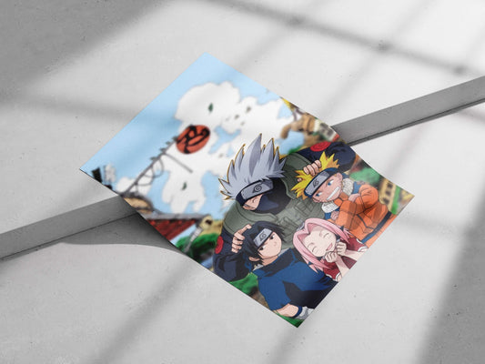 Kakashi Hatake, Sasuke Uchiha, Sakura Haruno, and Naruto Uzumaki from the Naruto franchise Main Subject: Kakashi Hatake,
