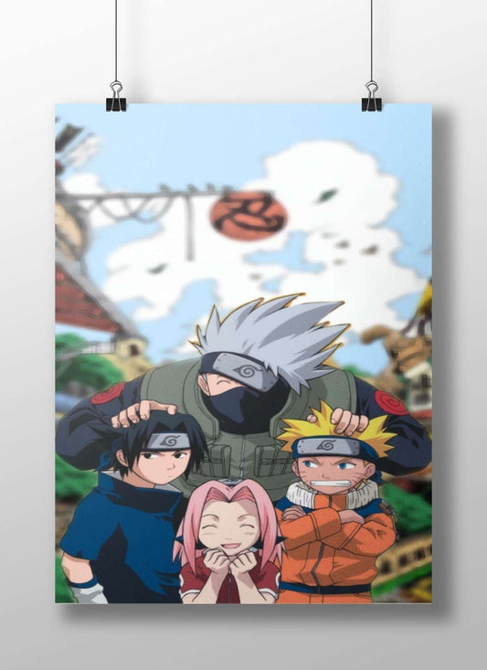 Kakashi Hatake, Sasuke Uchiha, Sakura Haruno, and Naruto Uzumaki from the Naruto franchise Main Subject: Kakashi Hatake,