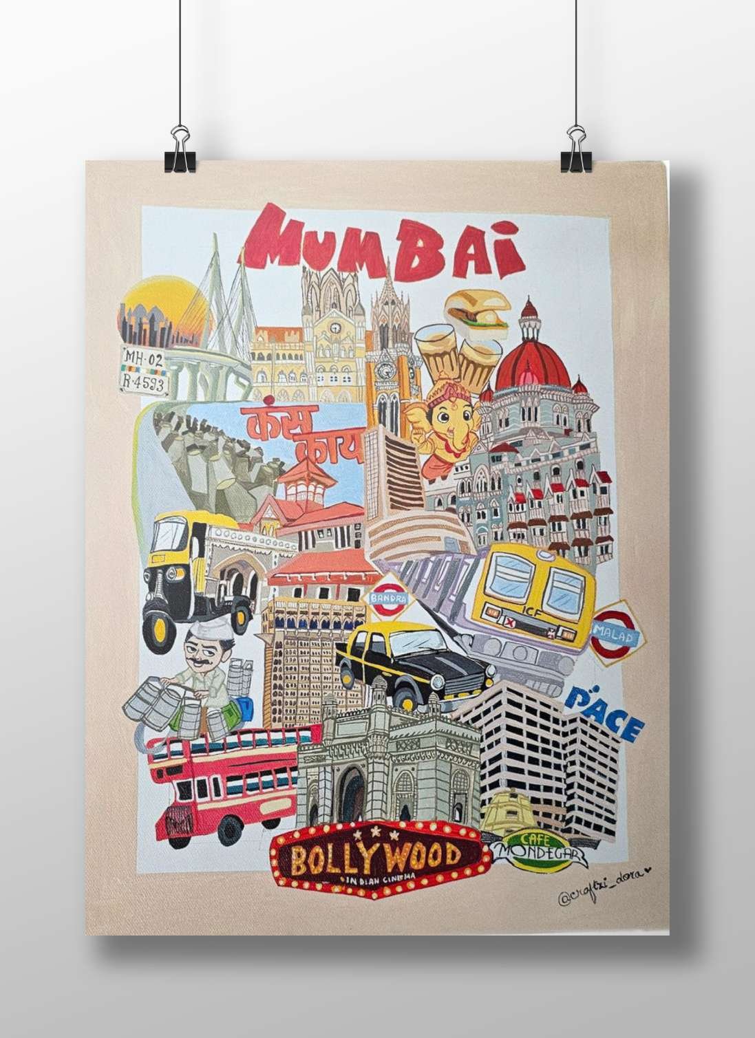 Mumbai's landmarks (Gateway of India, Chhatrapati Shivaji Terminus), local transport (yellow auto-rickshaws, Mumbai Local