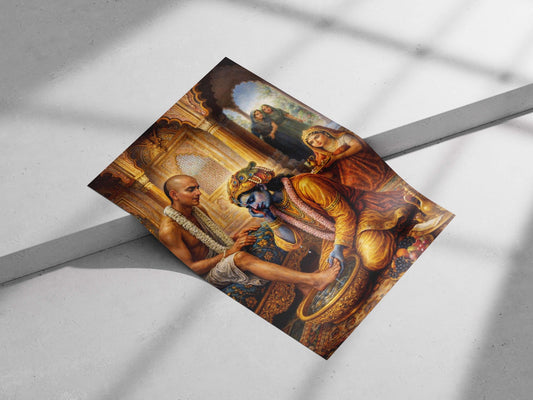 Lord Krishna (Hindu deity) and Arjuna (Pandava prince from Mahabharata) Main Subject: Lord Krishna (Hindu deity) and Arjuna