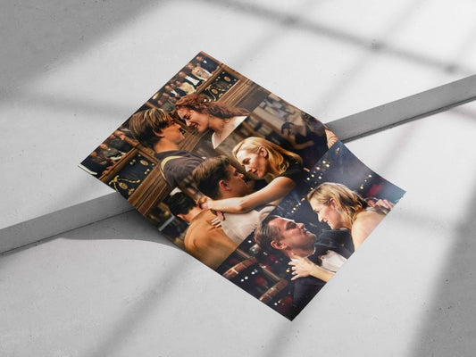 Romantic scenes from the "Titanic" and "The Notebook" movie franchises. Main Subject: Romantic scenes from the "Titanic" and