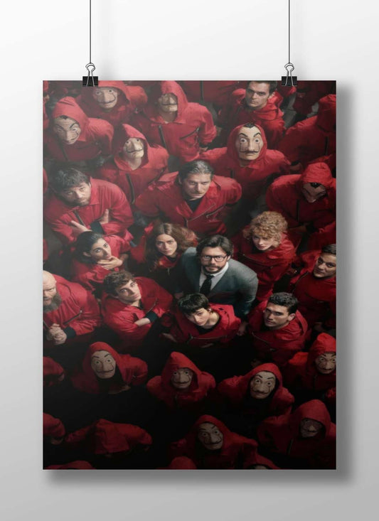 The characters from the Spanish television series "Money Heist" (La Casa de Papel). Main Subject: The characters from the