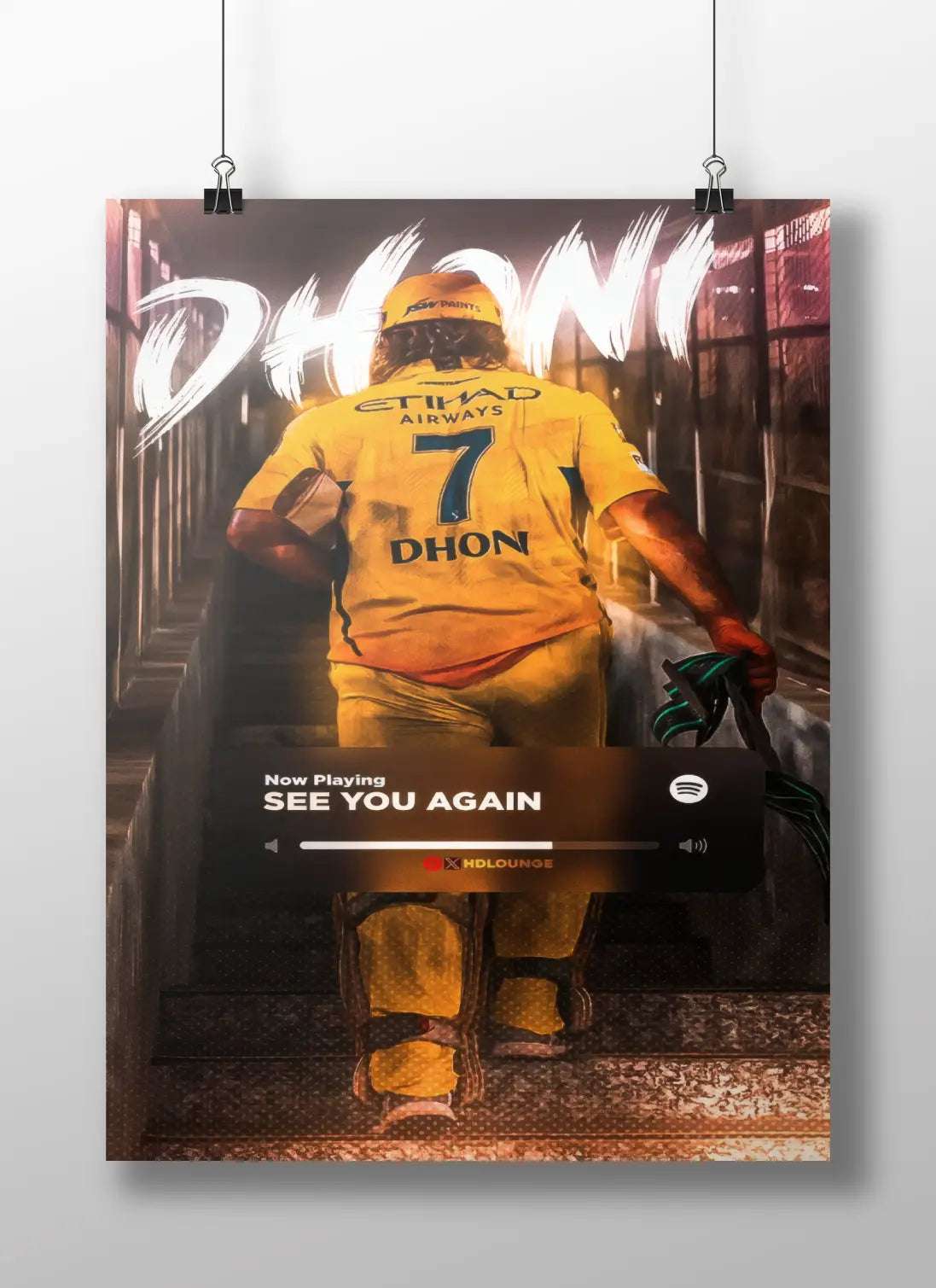 MS Dhoni Farewell Poster – “See You Again” Spotify Style Wall Art | CSK Thala Tribute Print