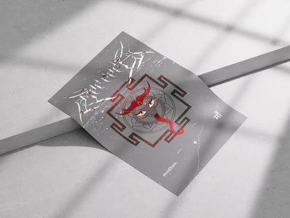 Maa Kali Poster – Fierce Divine Mother Art | Tantric Yantra-Inspired Wall Design