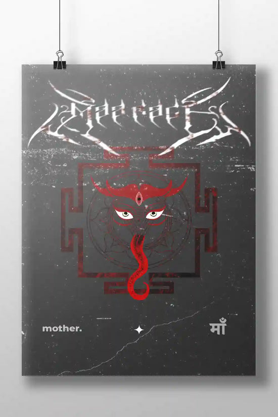 Maa Kali Poster – Fierce Divine Mother Art | Tantric Yantra-Inspired Wall Design