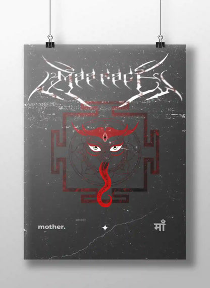 Maa Kali Poster – Fierce Divine Mother Art | Tantric Yantra-Inspired Wall Design